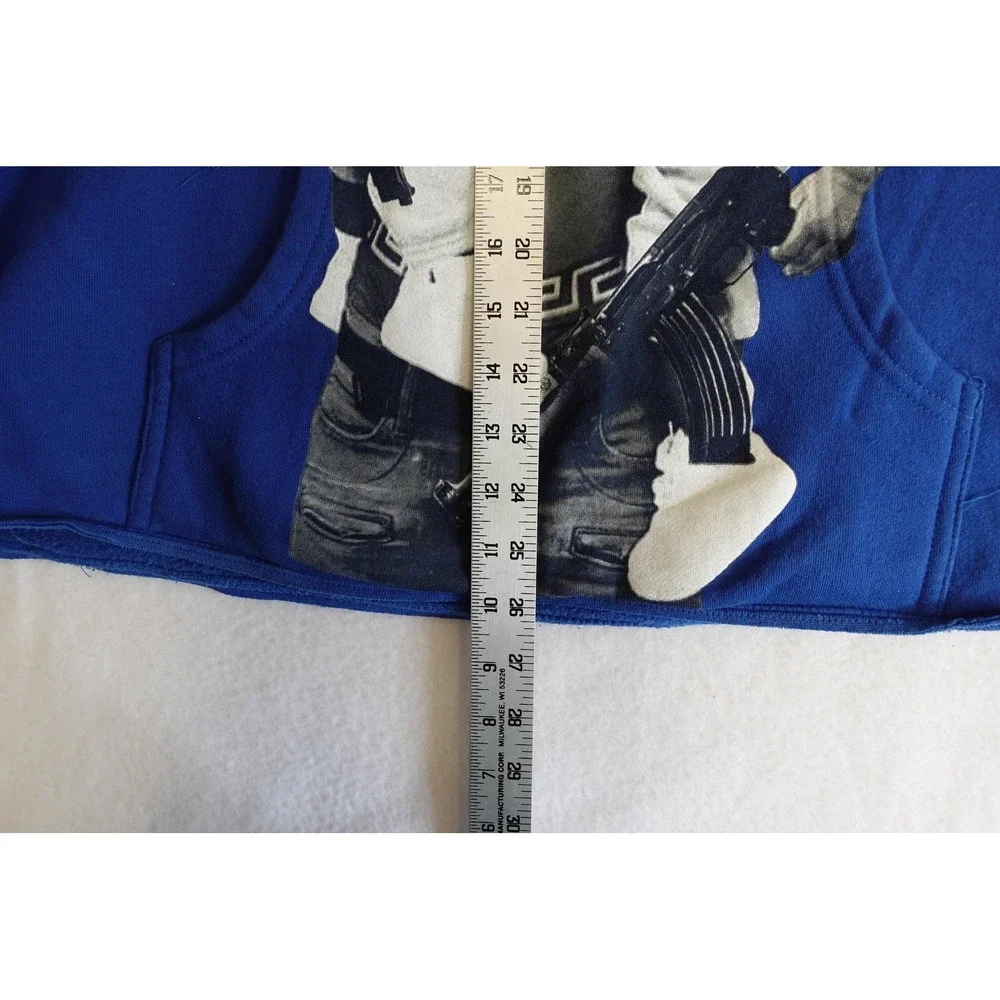 NBA Youngboy Hoodie Mens XL Blue Fleece Pullover Graphic V Back Rap Hip Hop